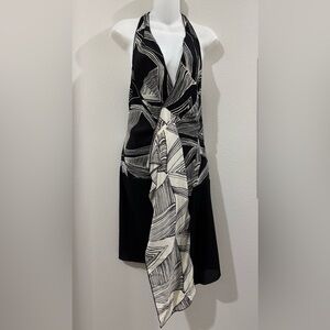 BCBG MaxAzria black white combo scarf dress - XS